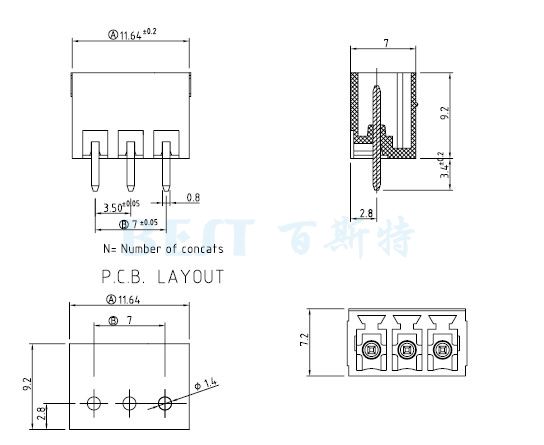 接線(xiàn)端子F83-5-3.5 180°