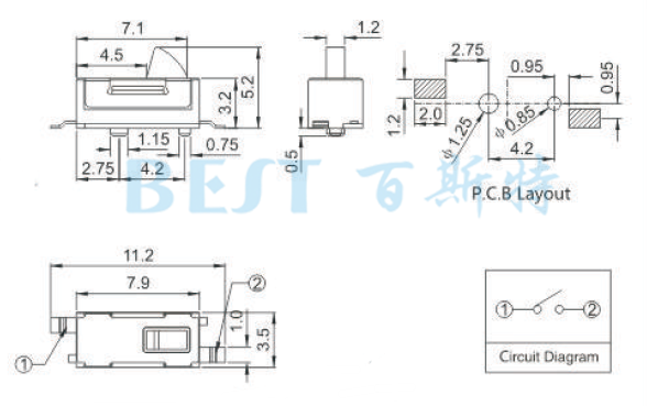 微動(dòng)開關(guān)TC-TS11參考圖紙 微動(dòng)開關(guān)TC-TS11參考圖紙